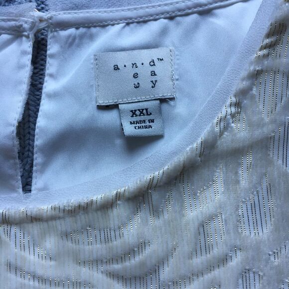 A New Day Cream Velvet Sleeveless Floral Top Blouse - Picture 6 of 7